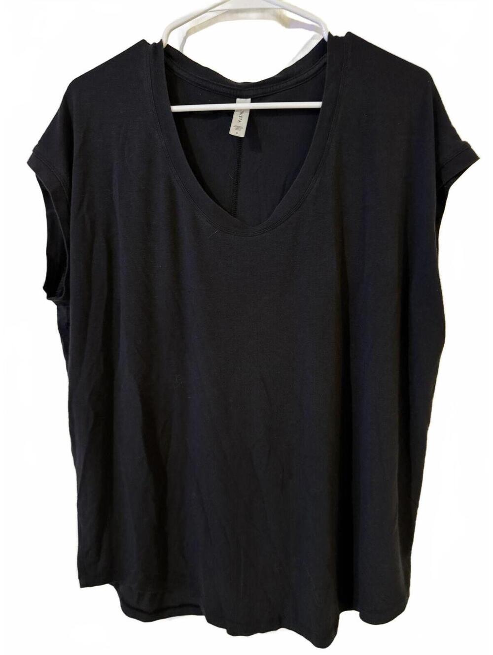 Athleta Black Cap Sleeve Shirt Top - Size Large